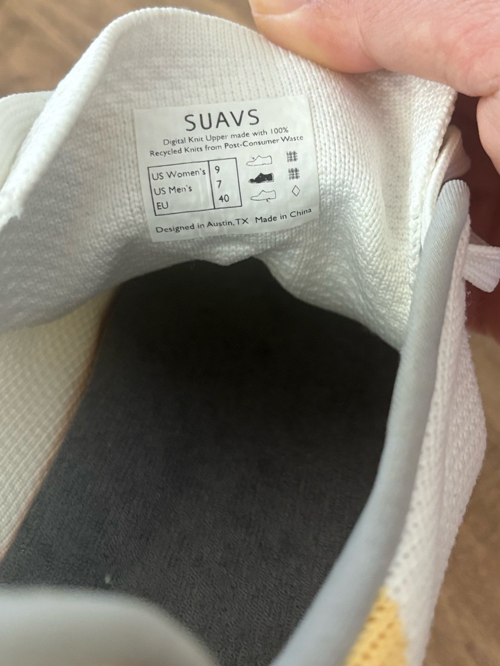 SUAVS Women's Breathable Knit Lace-Up Low Top Sneakers White/Yellow Sz 9 - Picture 8 of 9